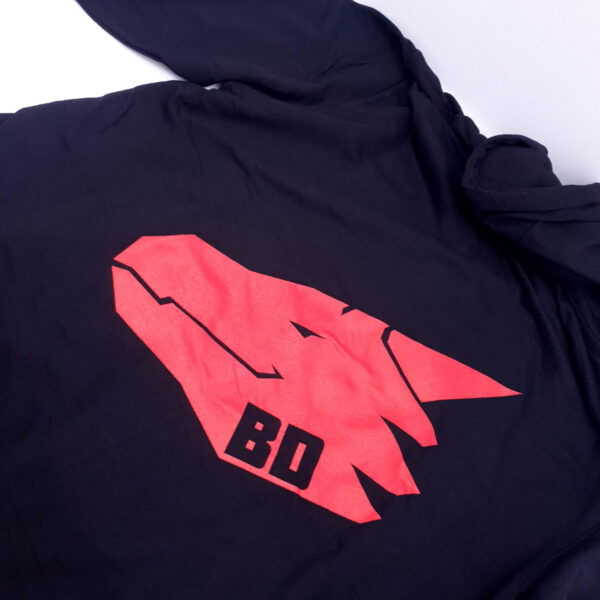 big red duke logo back hoodie bad dragon