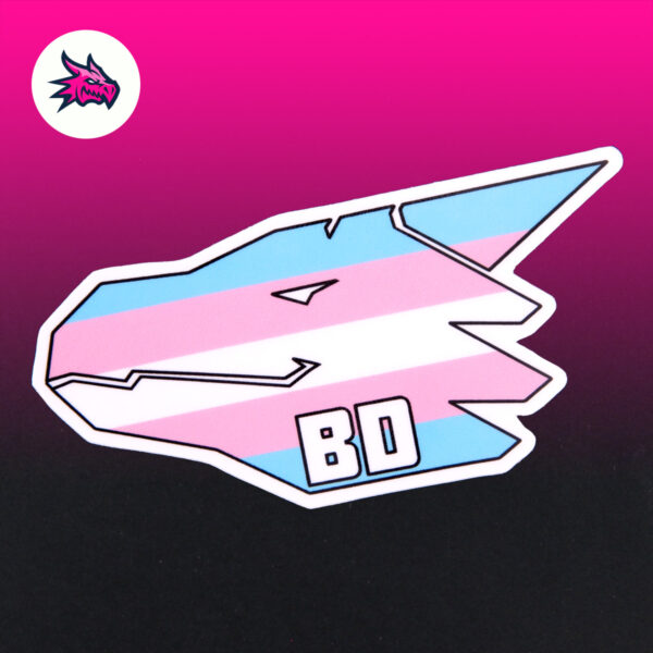 transexual pride flag bad dragon sticker logo design